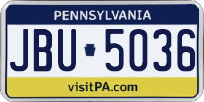 PA license plate JBU5036