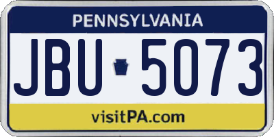 PA license plate JBU5073