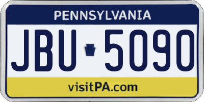 PA license plate JBU5090