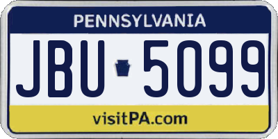 PA license plate JBU5099