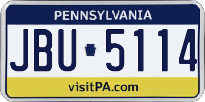 PA license plate JBU5114
