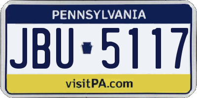 PA license plate JBU5117