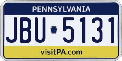 PA license plate JBU5131
