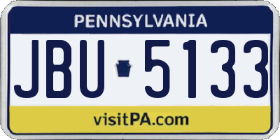 PA license plate JBU5133