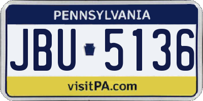 PA license plate JBU5136
