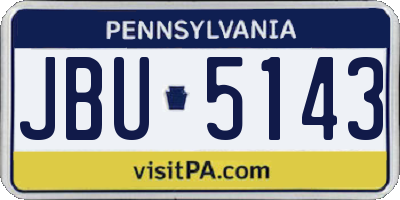 PA license plate JBU5143