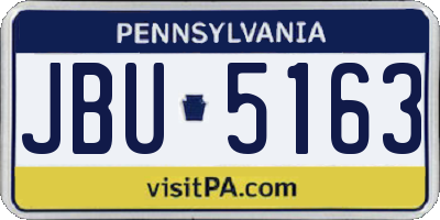 PA license plate JBU5163