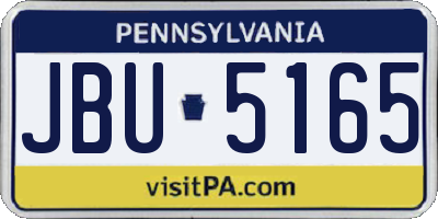 PA license plate JBU5165
