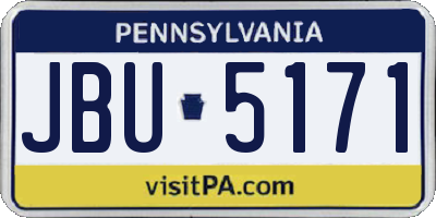 PA license plate JBU5171