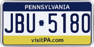 PA license plate JBU5180