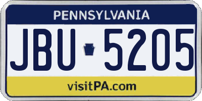 PA license plate JBU5205