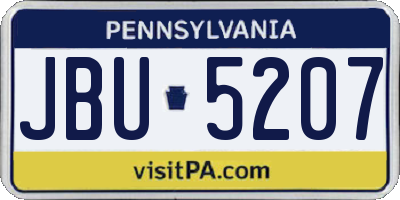 PA license plate JBU5207
