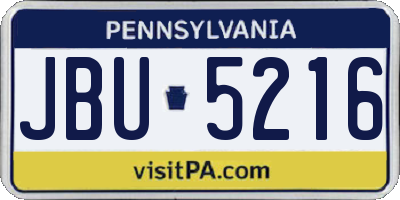 PA license plate JBU5216
