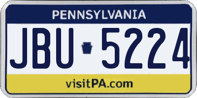 PA license plate JBU5224