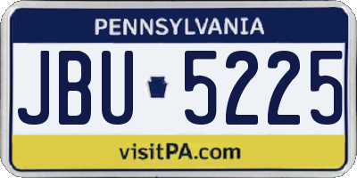 PA license plate JBU5225