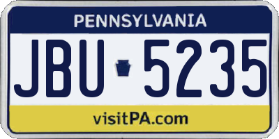 PA license plate JBU5235