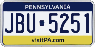 PA license plate JBU5251