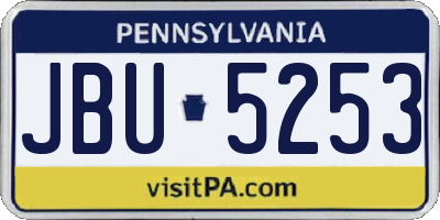 PA license plate JBU5253
