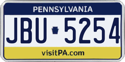 PA license plate JBU5254