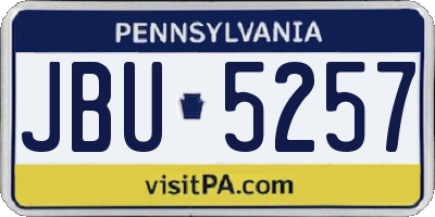 PA license plate JBU5257
