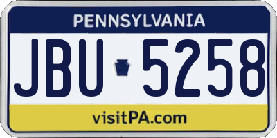 PA license plate JBU5258