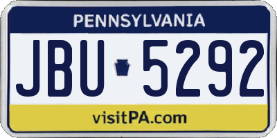 PA license plate JBU5292