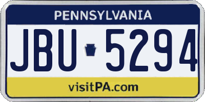 PA license plate JBU5294