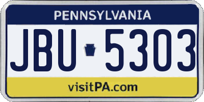 PA license plate JBU5303