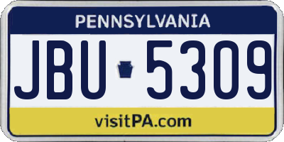 PA license plate JBU5309