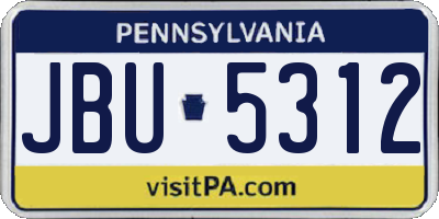 PA license plate JBU5312