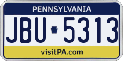PA license plate JBU5313