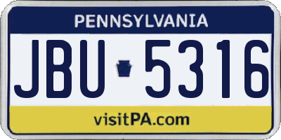PA license plate JBU5316