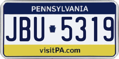 PA license plate JBU5319