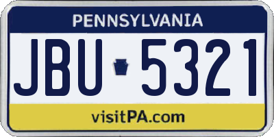 PA license plate JBU5321