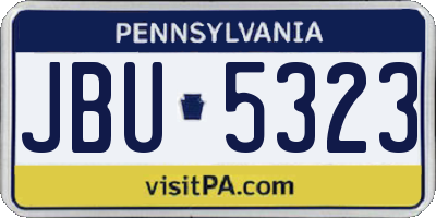 PA license plate JBU5323