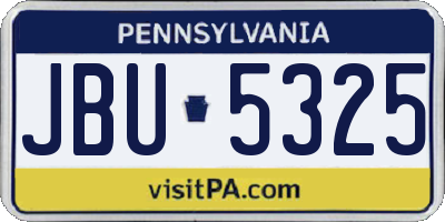 PA license plate JBU5325