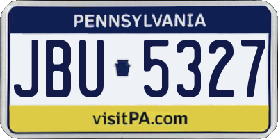 PA license plate JBU5327