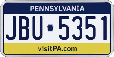 PA license plate JBU5351