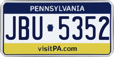 PA license plate JBU5352