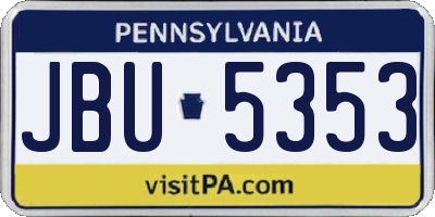 PA license plate JBU5353