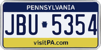 PA license plate JBU5354