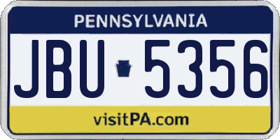 PA license plate JBU5356
