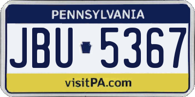 PA license plate JBU5367