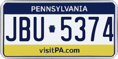 PA license plate JBU5374