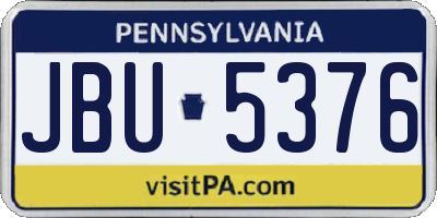 PA license plate JBU5376