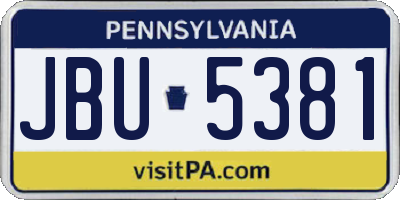 PA license plate JBU5381