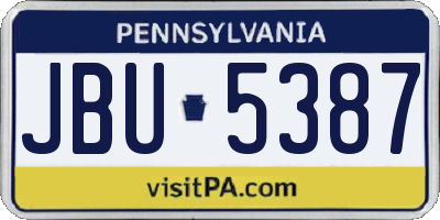 PA license plate JBU5387