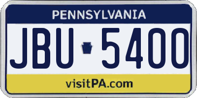 PA license plate JBU5400