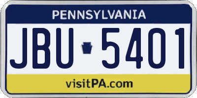 PA license plate JBU5401