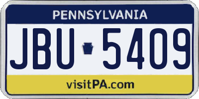 PA license plate JBU5409